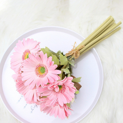 Ramo De Flores De Gerbera Artificial De 7 Piezas De Estilo E