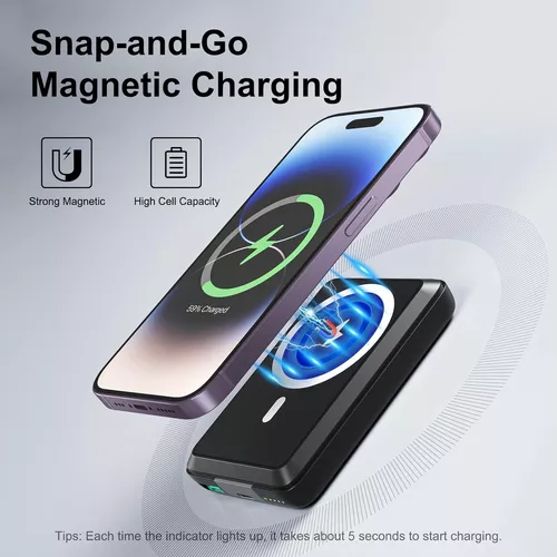 Cargador de batería MagSafe de 10000 mAh para iPhone 15, 14, 13, 12 Mini  Pro Max Plus, cargador inalámbrico magnético portátil, paquete de batería;