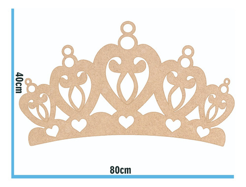 Figura De Corona 80x40cm Madera De Mdf 3mm Para Fiestas