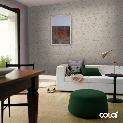 Imagem 6 de 10 de Papel De Parede Zara Cinza Rosê Dourado Para Sala Quarto 9m