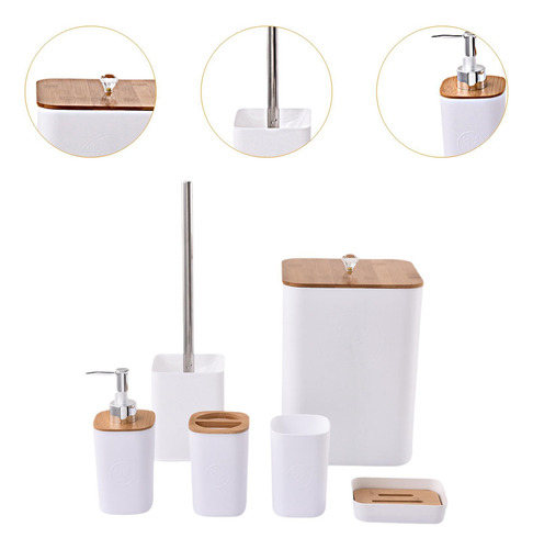 6 Piezas De Accesorios De Baño Set De Cepillo De Cuadrado