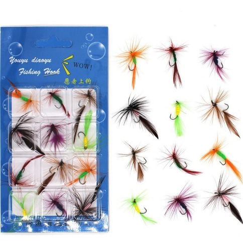 Set De 12 Señuelos Mosca Para Pesca