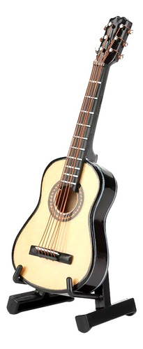 Guitarra En Miniatura, Mini Modelo De Guitarra En Miniatura De Madera Con Soporte De Guitarra Modelo De Pantalla Mini Adornos Para Decoración De Oficina En Casa Cumpleaños De Navidad(16 Cm)