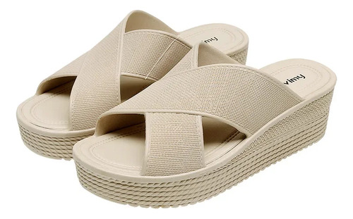 Sandalias De Tacón De Cuña Para Mujer, Zapatillas De Playa A