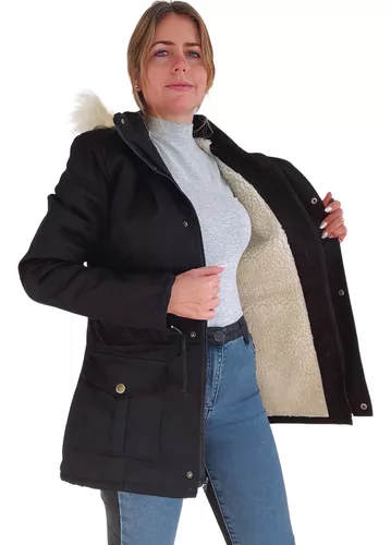 Parka Mujer Negra Corderito | MercadoLibre