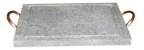 Grelha Retangular Pedra Sabão Com Alça De Cobre 20x30 Cm