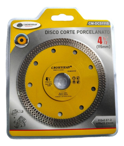 Disco Corte Porcelanato Diamante 4,5 Pulgadas 115mm + Anillo