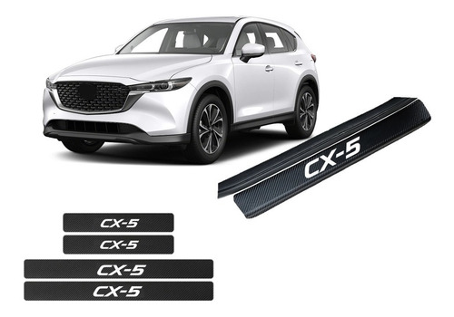 Sticker Mazda Cx5 Cubre Estribos Fibra De Carbon Protectores