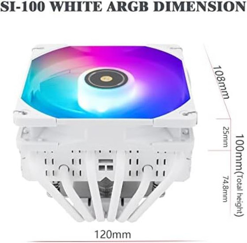 Cooler De Ar De Cpu Argb Branco Thermalright Si-100, Tubos