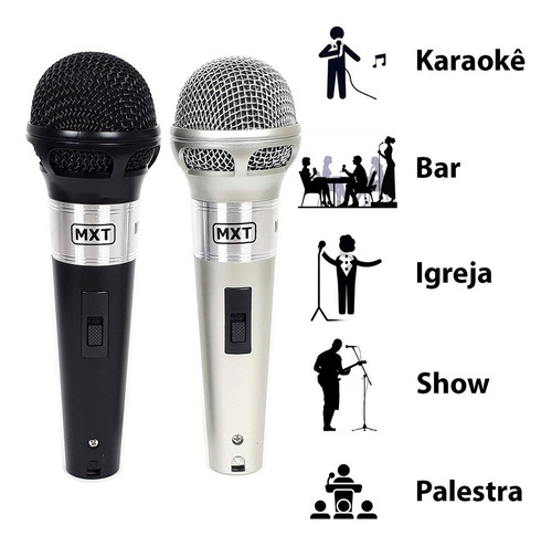 Microfones MXT M-201 dinâmico p10 preto/prateado