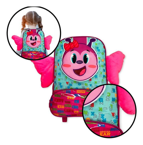 Mochila Infantil Escolar Borboleta Rodinha Estampada Passeio