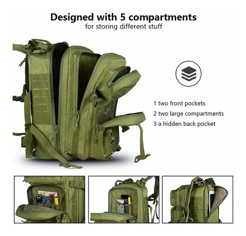 Mochila Táctica Multifuncional Negra De 45 L