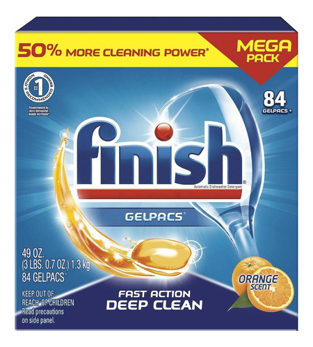 Finish All In 1 Gelpacs - Esencia Naranja, Tabletas Deterge.