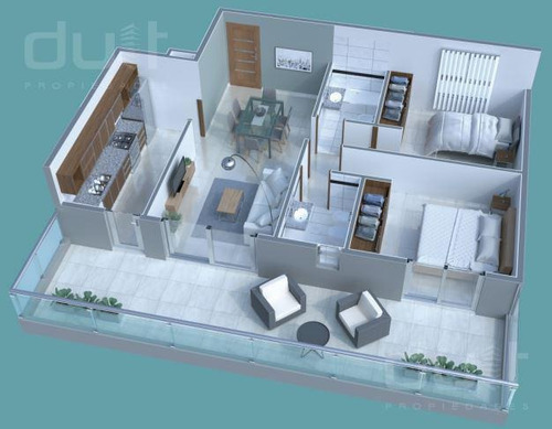 Dpto Centro De 2 Dormitorios, Dos Baños Completos, Y Terraza De 20m2