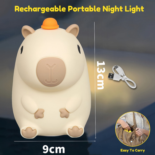 / Luz Nocturna De Silicona Capybara Y Juguete De Peluche