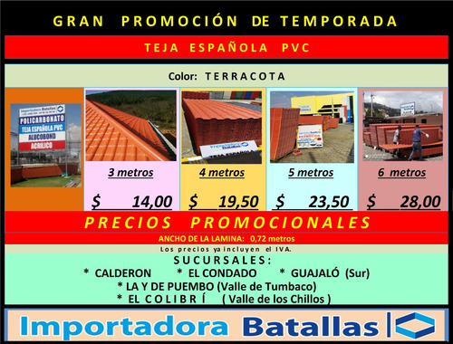 Promocion Teja Española Pvc $7 Industrial Teja De Arcilla T2