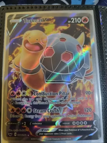 torkoal v pokemon card Carta Pokémon Full Art+10 Cartas Pokémon+regalos Colorless Retreat Cost Torkoal V - 24/202 -