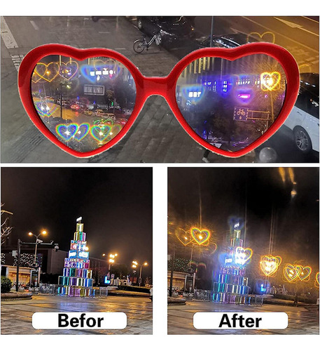 Lentes De Difracción Con Efecto Corazón, 4 Unidades