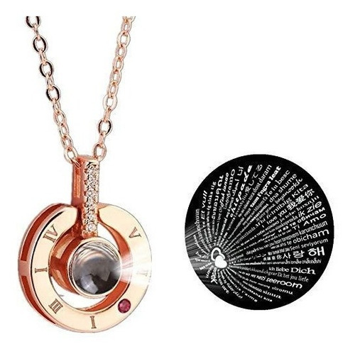 Imagen 2 de 7 de Collar Proyecta Te Amo 100 Idiomas Cadena Y Caja De Regalo