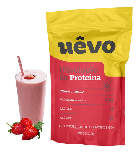 Albumina Uêvo Sabor Surpreendente Refil 1kg - Sabor Moranguinho