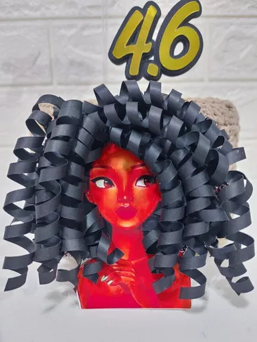 Topper Topo De Bolo Morena Cabelo Cacheado Personalizado