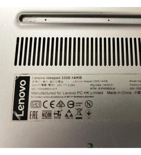 Carcasa Palmrest Completa Lenovo 330s-14ikb Gris (Usado)