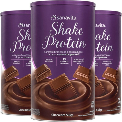 Kit 3 Shake Substituto De Refeição Sanavita 450g Chocolate S