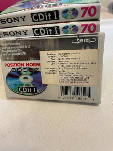 Fita Cassete Sony, Tdk E Emtec Cinza-escuro