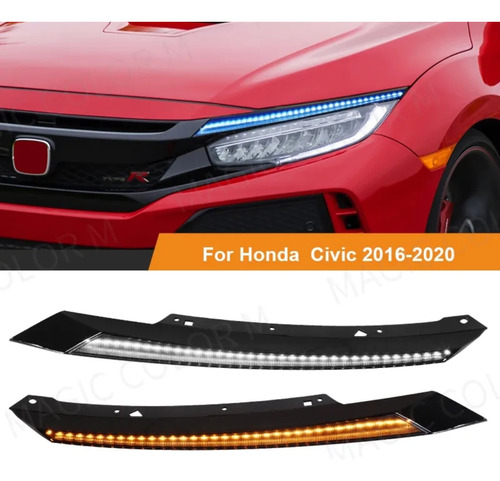 Drl Luz Direccional Secuencial Led Para Honda Civic 16 Al 20