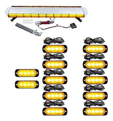 Set De 1 Luz De Emergencia Led 88-ambar + 12 Luces Estrobosc