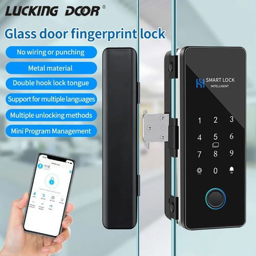 Fechadura Digital Porta Vidro A Prova D'agua Biometria Arbnb