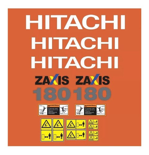 Adesivos Escavadeira Compatível Com Fiat Hitachi Zaxis 180 Cor ADESIVO EMBLEMA GRÁFICO ZX180