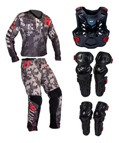 Kit Roupa Motocross Colete Joelheira Cotoveleira Amx Classic Tamanho Camisa Gg - Calça 54