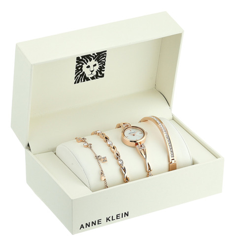 Reloj Anne Klein Premium Con Detalles De Cristal En Tono Oro