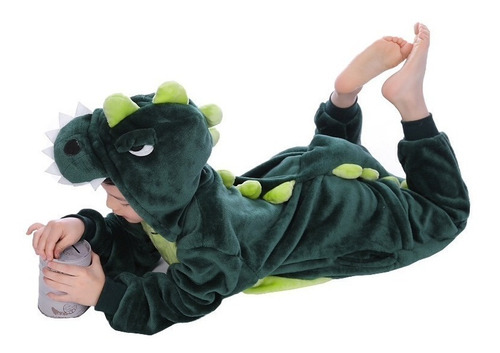 Kigurumi Dinosaurio Verde Infantil Pijama Mameluco Niña Unis