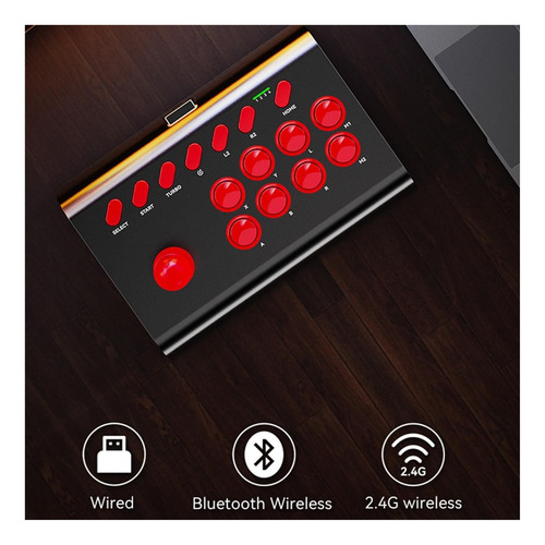 Fighting Joystick For Pc Y Consolas Juego Retro Negro Rojo