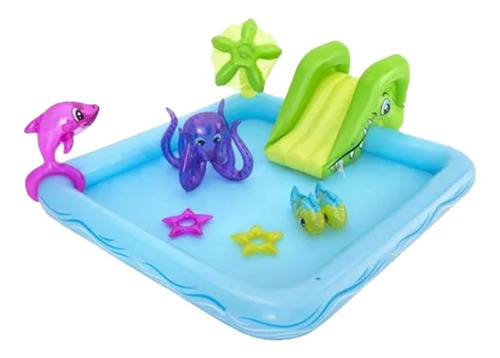 Pileta Inflable Bestway 308l + Tobogan + Rociador + Animales