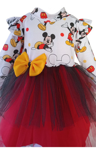 Disfraz Mickey Mouse Disney Manga Larga Tutu Bebe Rojo 1
