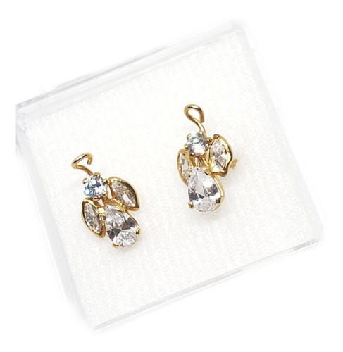 Aretes De Angel Alas Zirconias Y Oro Laminado +estuche Aa2