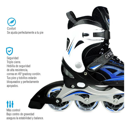 Imagen 5 de 10 de Roller Extensible Crazy Loop Aluminio Azul Y Blanco Talle L