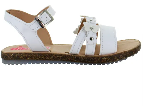 Rilo Sandalia Casual Cinta Flores Polipiel Blanco Ni a 84721