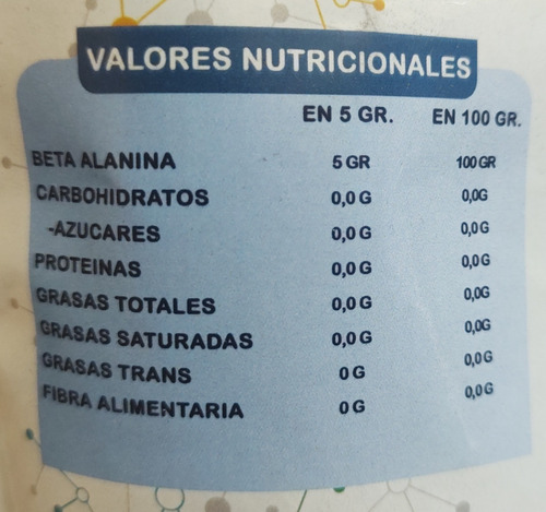 Imagen 3 de 3 de Beta Alanina Pura 500 Gr Oferta Promocion Calidad Usp