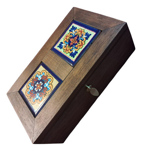 Caja De Madera Artesanal Con Mosaicos