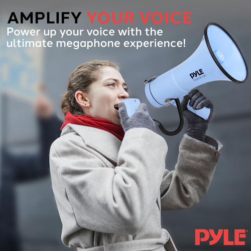 Megafone Pyle 50w Bullhorn Com Sirene, Entrada Auxiliar E Al