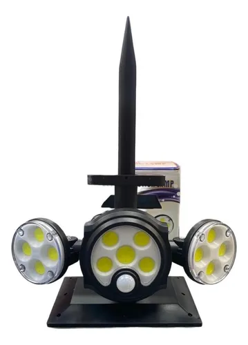 Aplique Luz Solar Foco Triple Cabezal Sensor De Movimientos