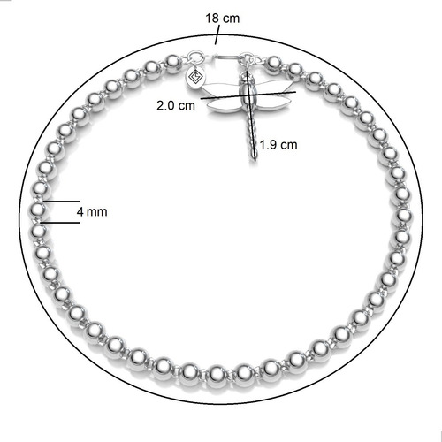 Imagen 3 de 10 de Pulsera Bolitas Libelula De Plata .925 Agálea