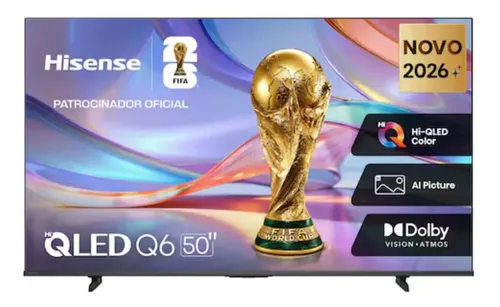 Smart Tv 50 Hisense 50q6qvv 4k Qled Com Dolby Vision Preta