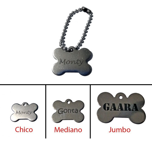 1 Pz Placa Identificacion Mascota Acero Inox. Personalizada