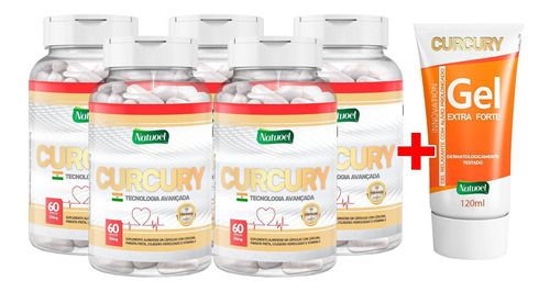  Curcury 5 Potes + 1 Gel - Tratamento Para Dores Fortes