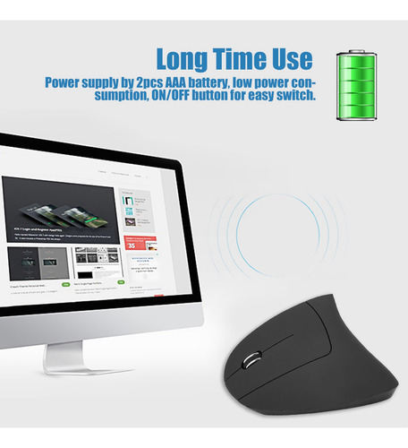 Mouse Vertical Para Jogos Preto 1600dpi